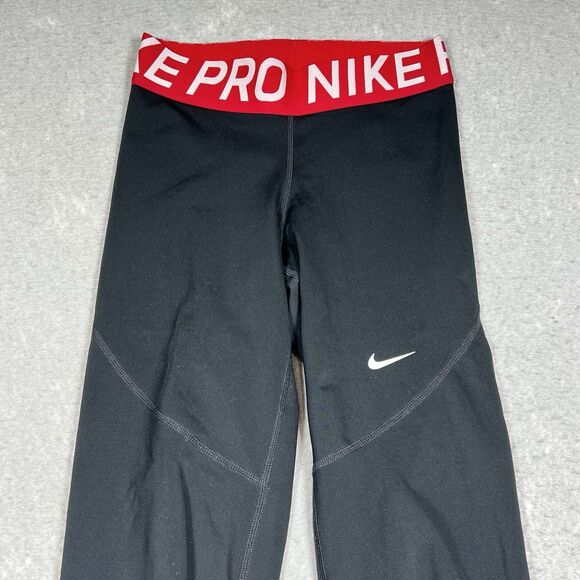 Nike Pro Leggings Womens Small Black Compression Workout Training Pants Gym Mesh - Picture 2 of 10